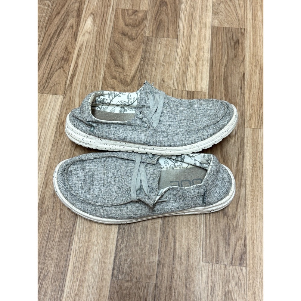 Hey Dude Wendy Linen Grey Slip On Loafer Shoes Womens 10